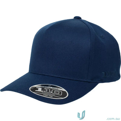 Plain navy blue QE 3D EMB A-Frame Cap with Flexfit Tech 110 sticker for all-day wear