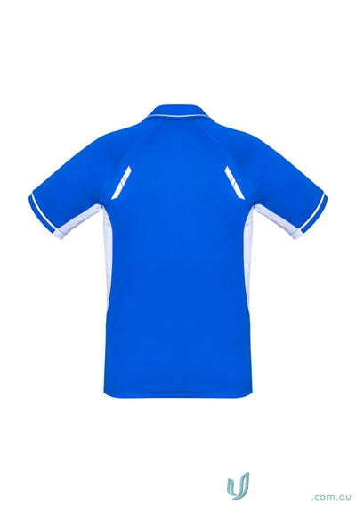 Men’s Renegade Polo from Biz Collection with UPF rating in blue and white