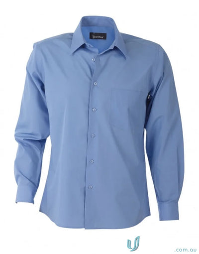Light blue mens Rodeo long sleeve dress shirt on display, perfect for any occasion