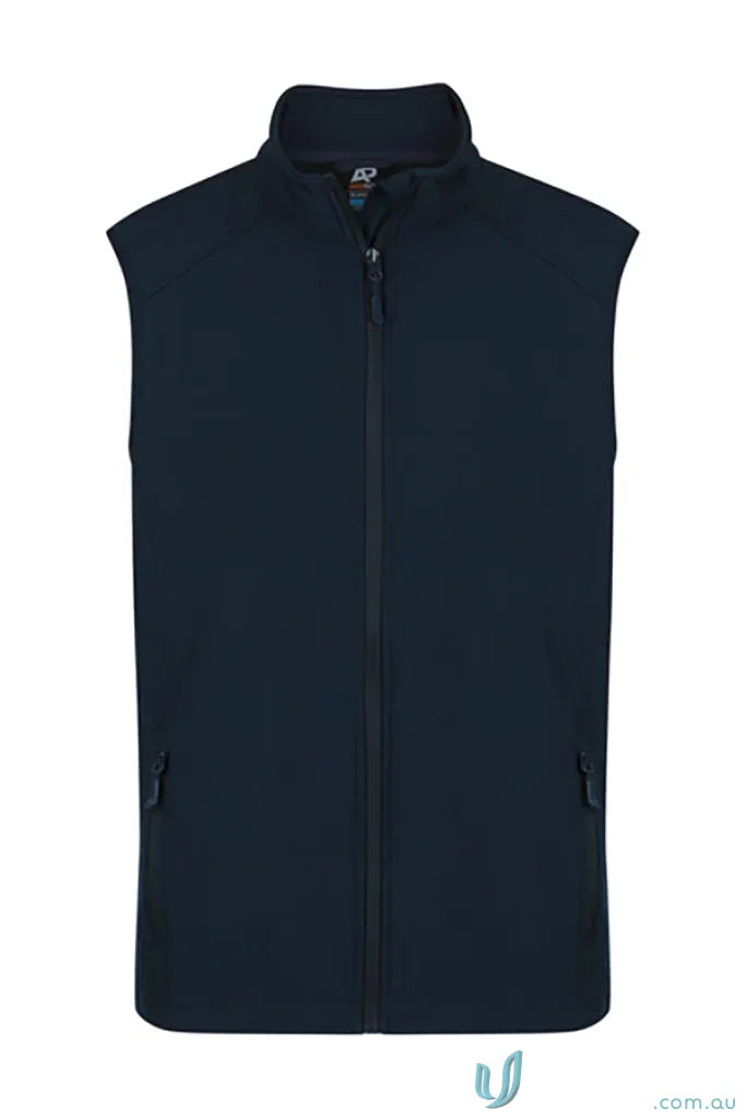 Navy blue sleeveless softshell jacket from Selwyn Ladies Vest, perfect for workwear and uniforms