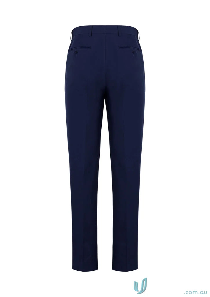 Navy blue men’s Siena slim fit dress pants with 4cm hem allowance and flat front