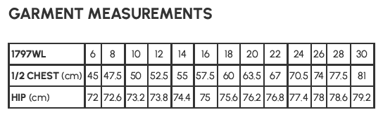 Degraves Royal Oxford 3Q Shirt size chart