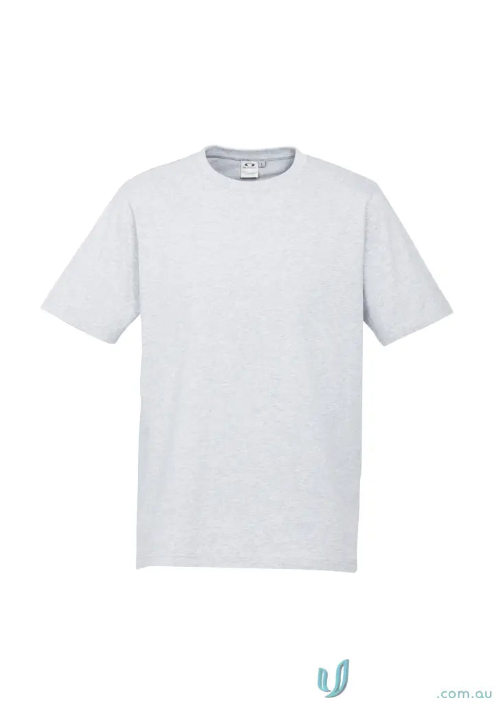 Southport Tee light grey crew neck t-shirt with twin needle sleeve for men