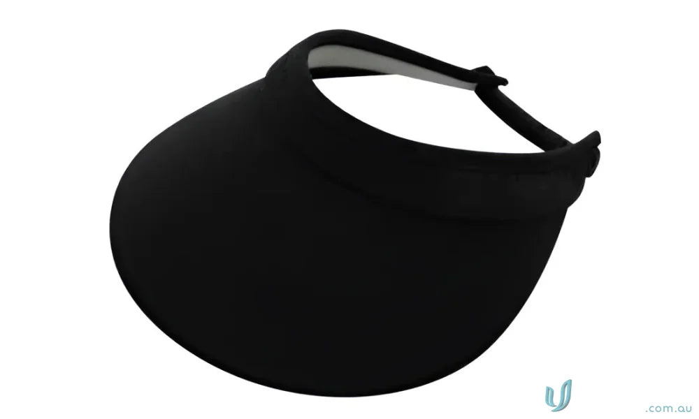 Black Sun Visor with elastic fastener for sports, uniforms, and workwear
