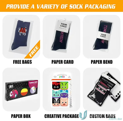 Various sock packaging options for Sublimated Sports Socks custom sports socks merchandise
