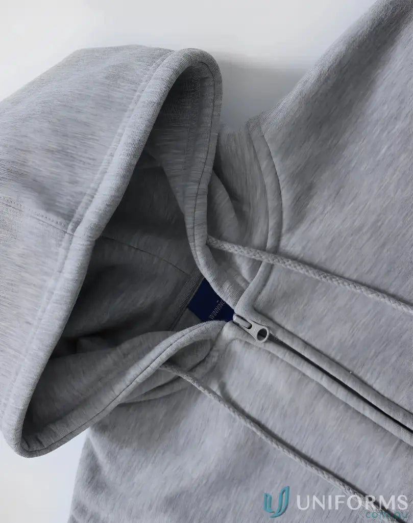 Gray hooded zip-up sweatshirt from SubZero Zip Hoodie featuring double bay design and fl03 double bay style