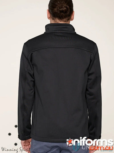Black softshell jacket from Sustainable Softshell Jacket featuring zip closure and certified recycled material
