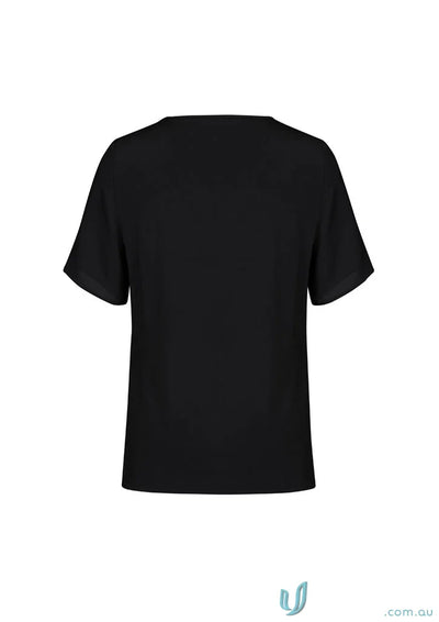 Black short-sleeve blouse on RT065LS Sydney Short Sleeve for casual elegance meets everyday style