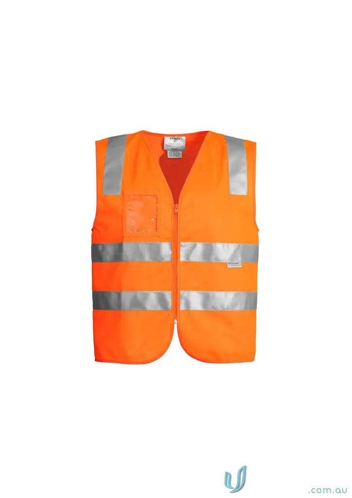 Orange Syzmic Unisex Hi-Vis Zip Vest with Reflective Tape for safety
