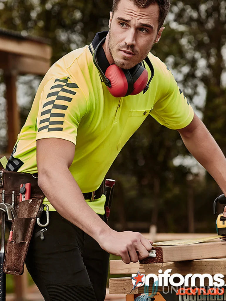 Syzmic Men’s Vis Komodo Sleeve Polo Zh320 featuring high-visibility workwear