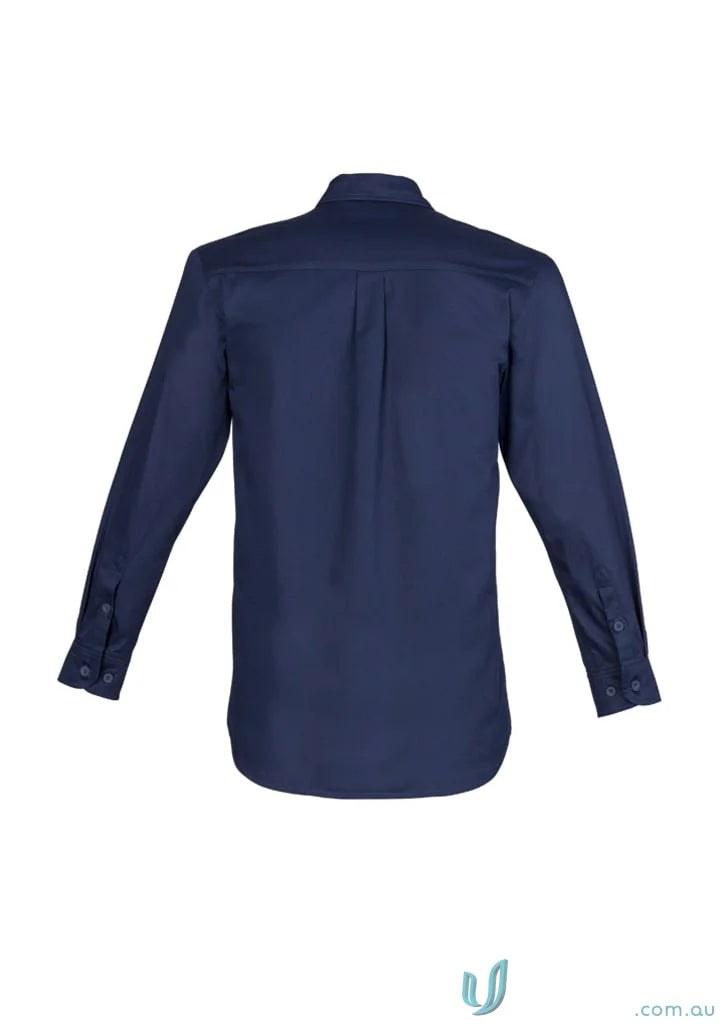 Navy blue Syzmik mens lightweight tradie long sleeve cotton twill shirt