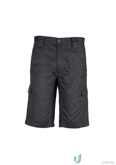 Black Black cargo shorts from Syzmik Mens Midweight Drill Cargo Short ZW012