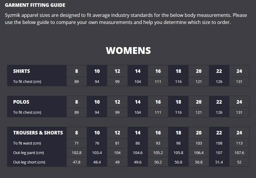 Women's Essential Stretch Taped Cargo Cuffed Pant size chart