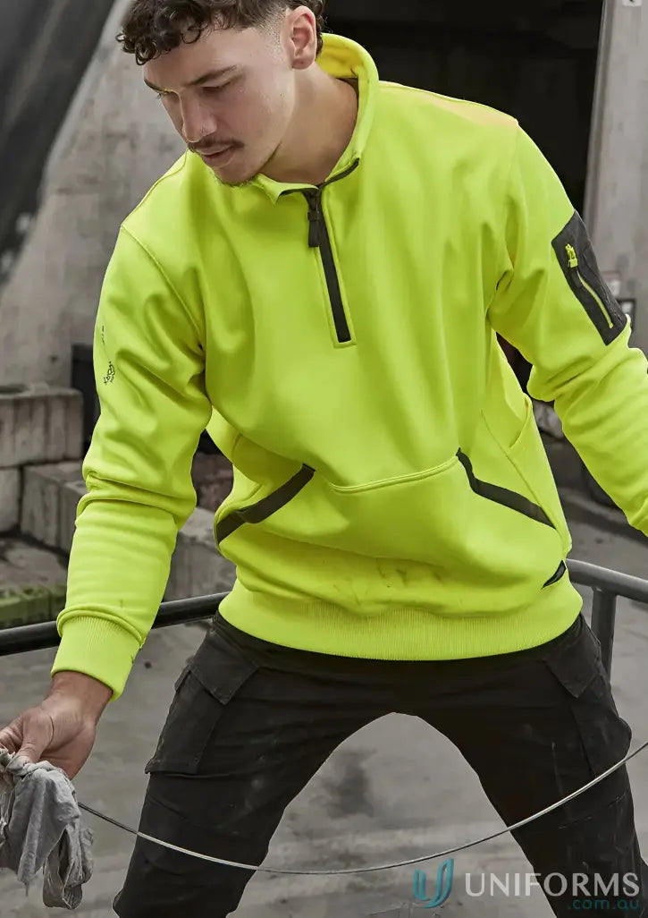 Syzmik Unisex Streetworx water resistant yellow work sweatshirt for outdoor jobs