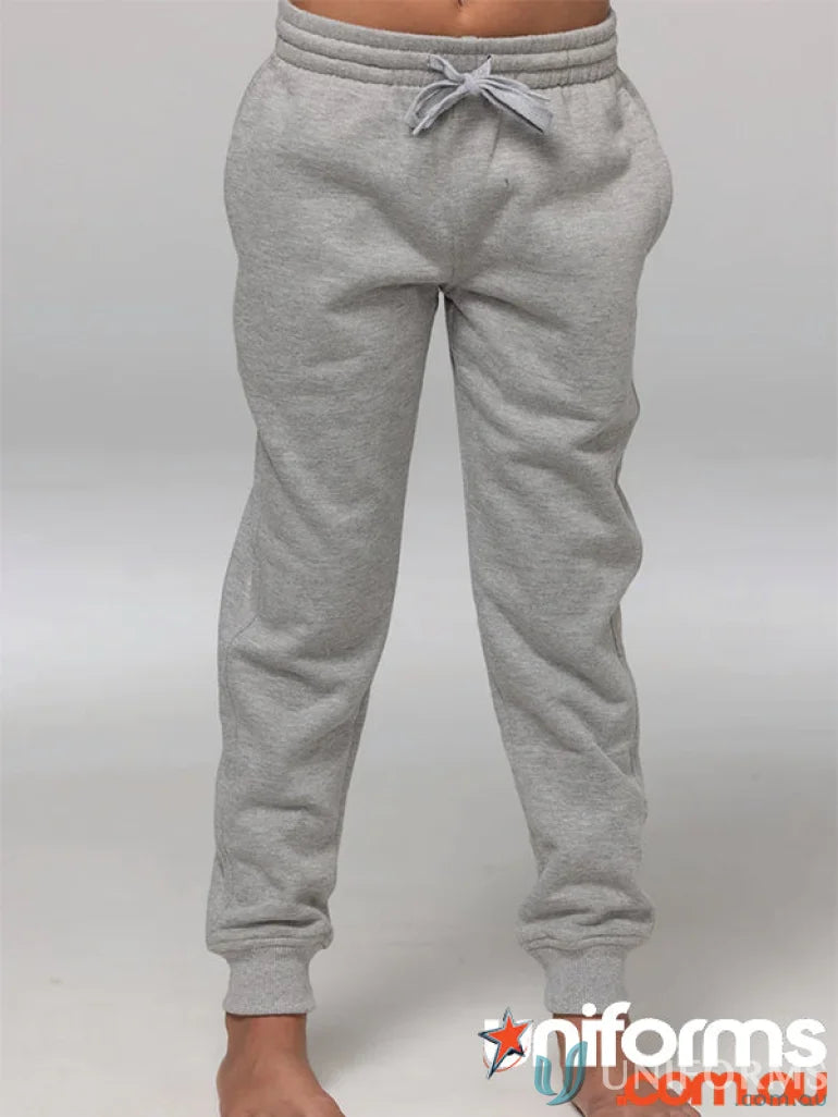 Gray tapered fleece joggers with drawstring, comfy fleece joggers for men