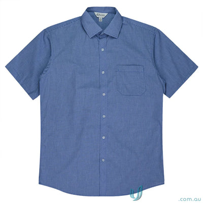 Blue short-sleeved button-down shirt from Toorak S/S Shirt perfect for casual uniforms