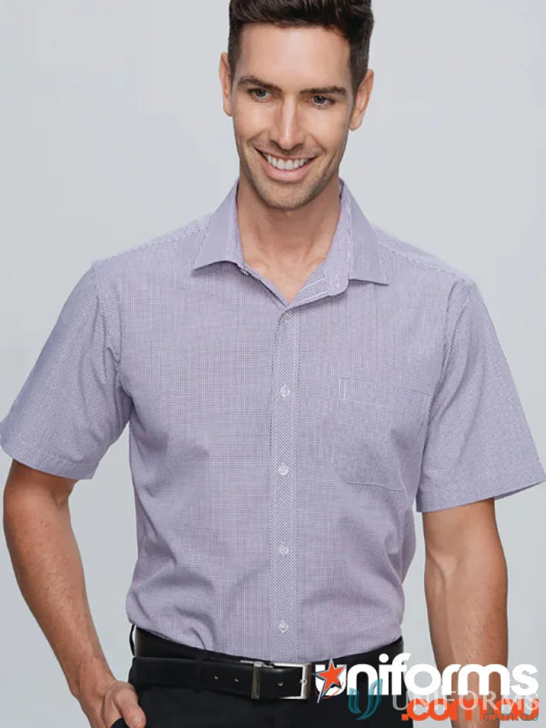 Man wearing Toorak S/S Shirt, a stylish white short-sleeved shirt for uniforms