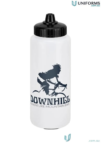 White Trek 1L Polyethylene Bottle with Jet Stream Cap for merchandise sales
