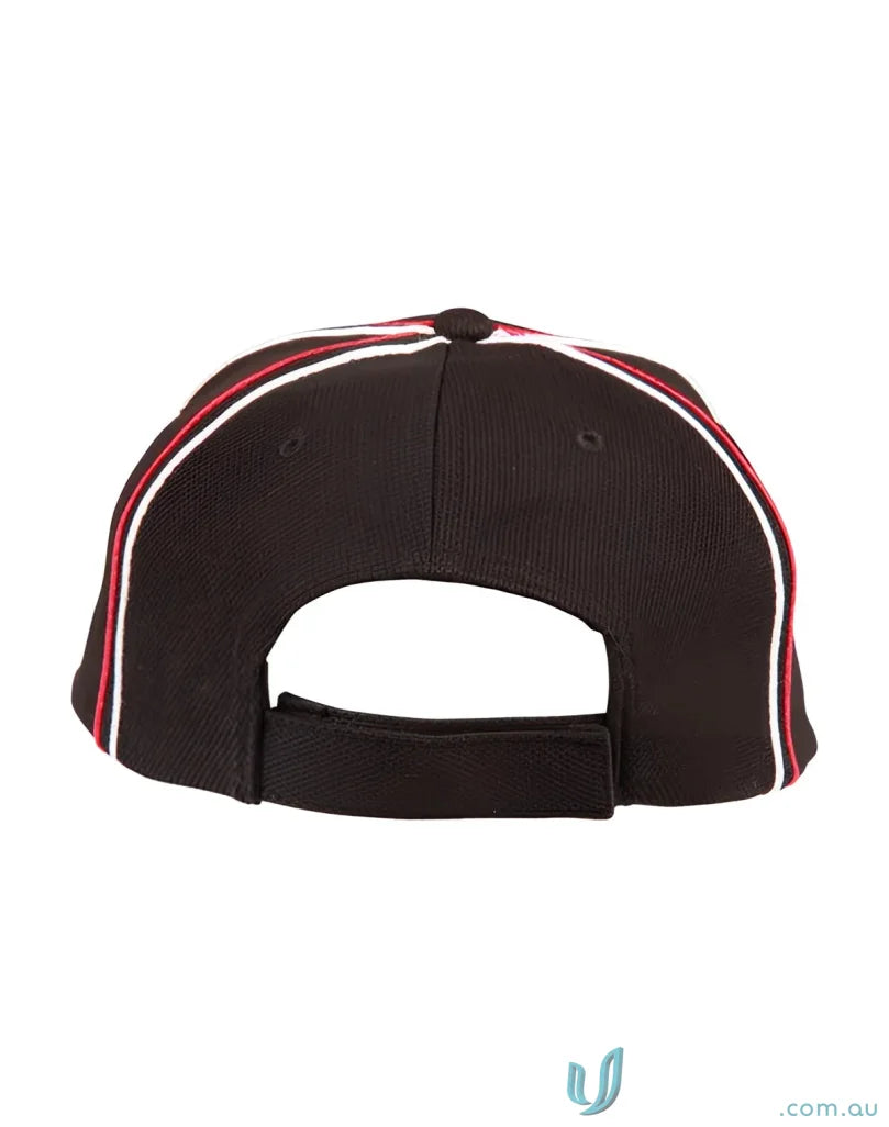 Black Tri-Colour Pique Mesh Cap with Red and White Trim for a stylish mesh cap look