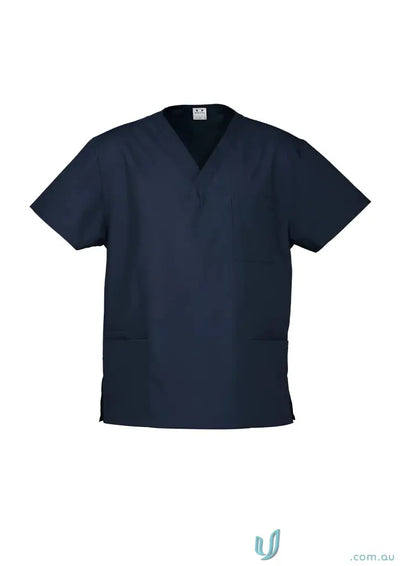 Navy blue medical scrub top from Unisex Scrub Top collection, easy fit workwear uniforms