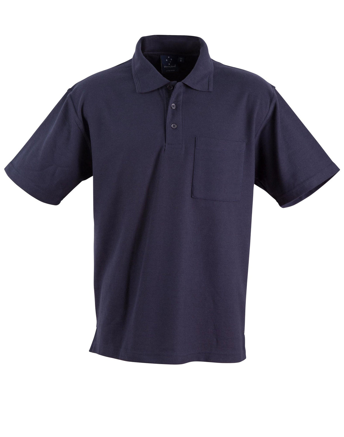 Dark navy ps41 pocket polo by Winning Spirit Unisex, taped neck seam