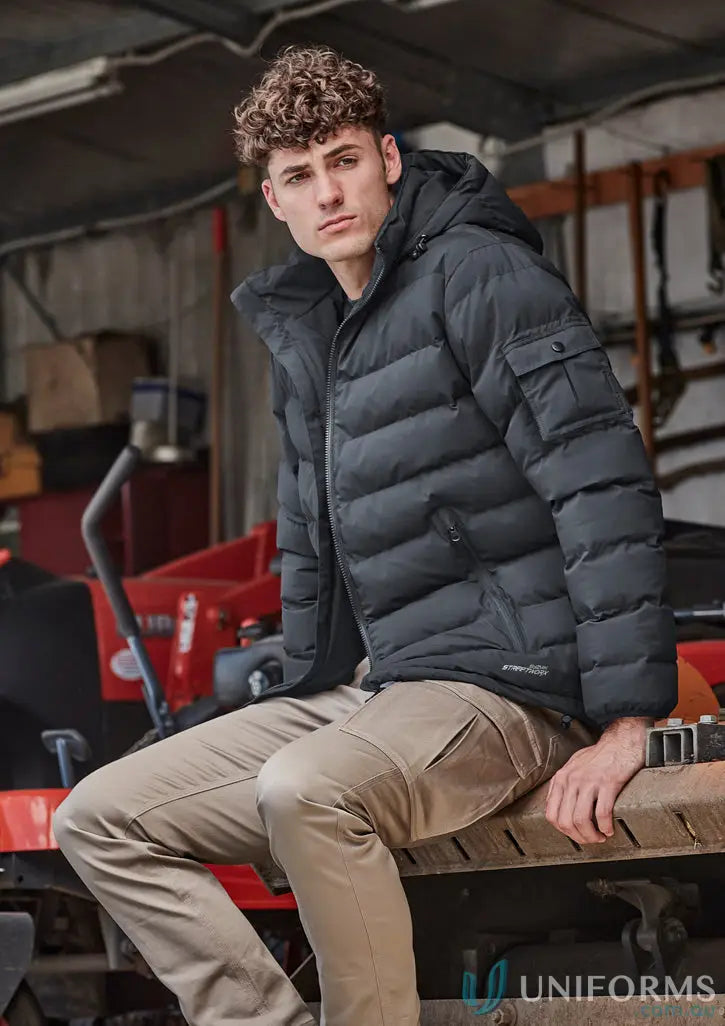 Black Black hooded puffer jacket from Unisex Streetworx Hooded Puffer Jacket collection