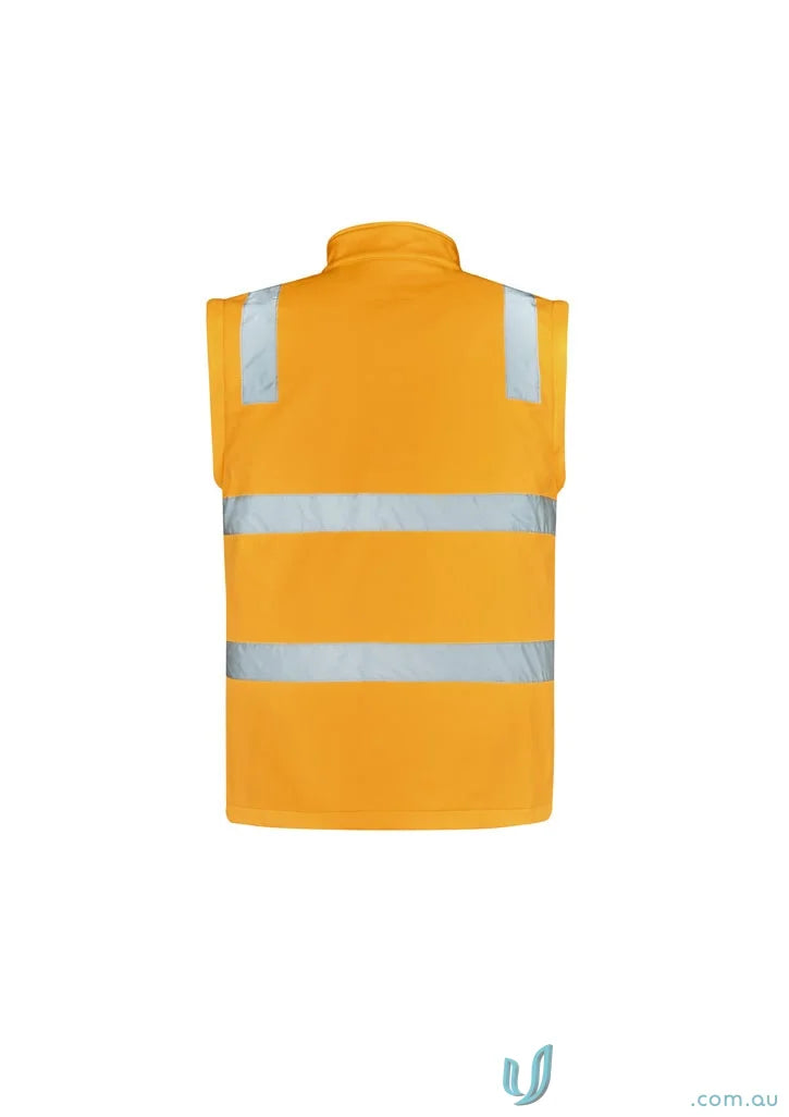 Orange safety vest with reflective stripes for VIC Rail 2in1 Softshell Jacket display