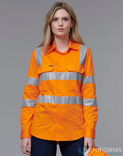 Orange hi-vis VIC Rail Lightweight Safety Shirt keeps cool and boosts your winning spirit