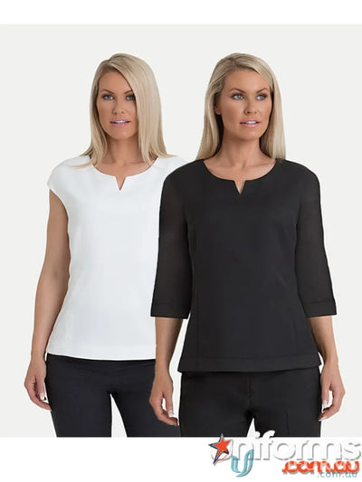 Victoria Ladies Shell tops in white and black, perfect for stylish ladies shell fashion