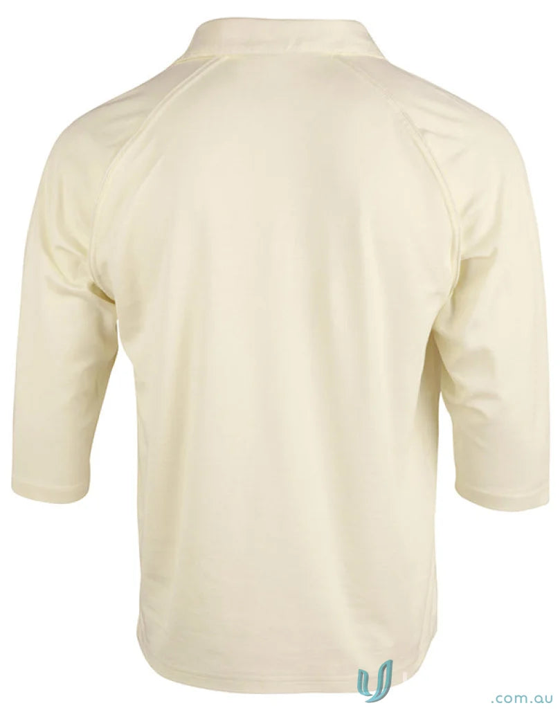 Cream-colored Winning Spirit 3qtr Cricket Polo made with Truedry® Cotton for comfort