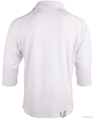 White three-quarter sleeve 3qtr cricket polo from Winning Spirit Truedry with truedry® cotton