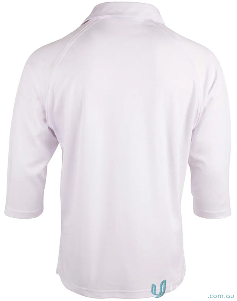White three-quarter sleeve 3qtr cricket polo from Winning Spirit Truedry with truedry® cotton