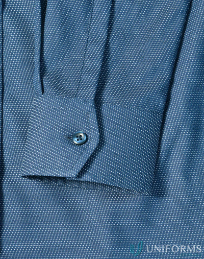 Blue patterned cuff from Winning Spirit Ascot Ladies Long Sleeve Dot Jacquard Stretch Shirt