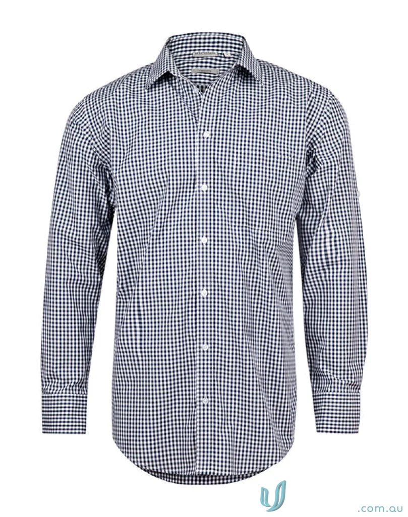 Mens gingham check long-sleeved shirt from Winning Spirit Gingham Roll Up LS Shirt for comfortable workwear