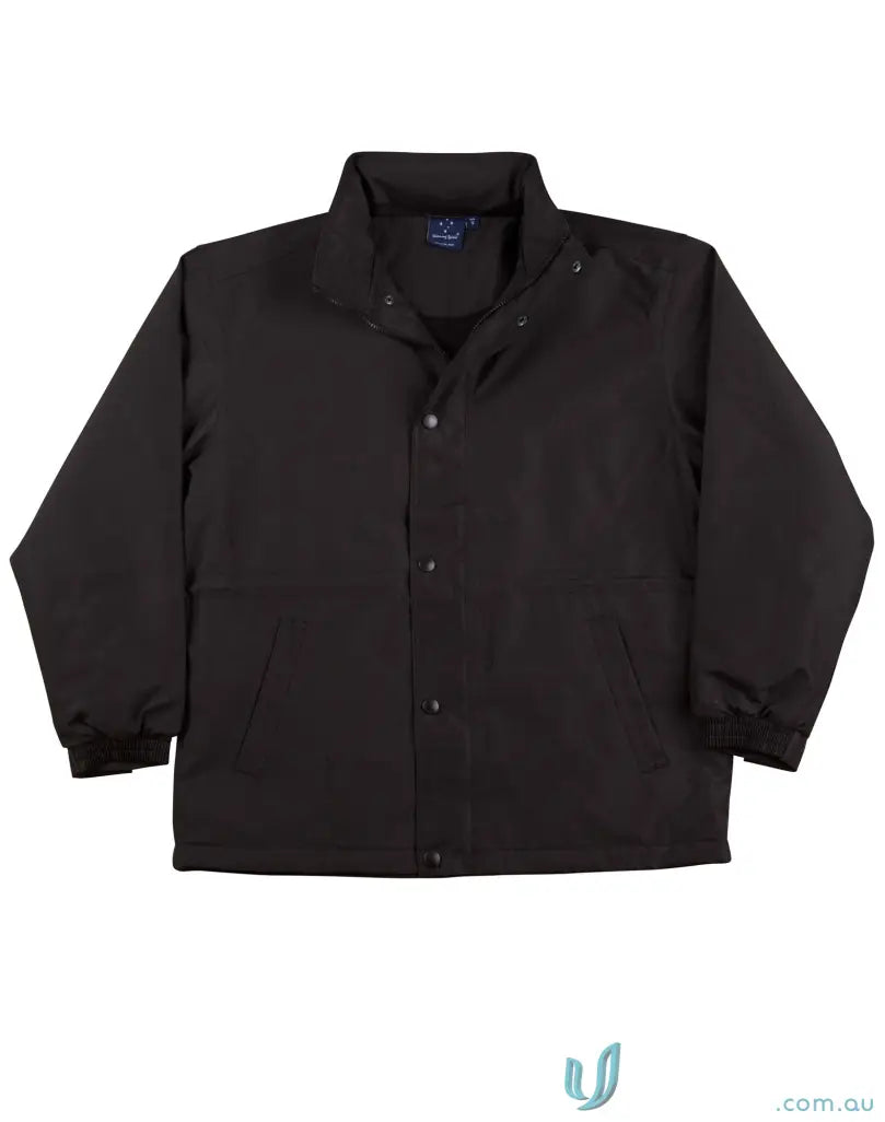 Kids stadium jacket from Winning Spirit Kids, black button-down jacket jk01k for kids
