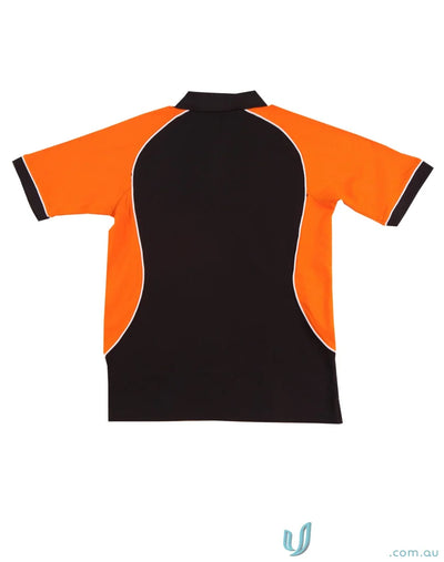 Winning Spirit Ladies Arena Polo shirt in orange and black made with truedry pique fabric