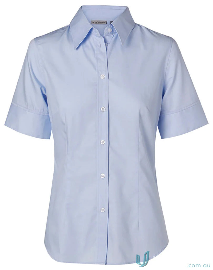 Light blue winning spirit ladies ladys fine twill S/S shirt M8030S for women