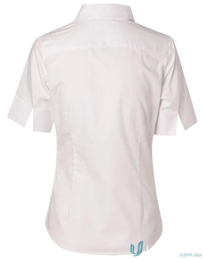 White short-sleeved ladys fine twill shirt from Winning Spirit Ladies M8030S