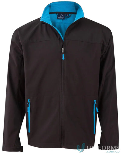 Black Winning Spirit Ladies Rosewall SoftShell Jacket with blue accents for stylish weather protection