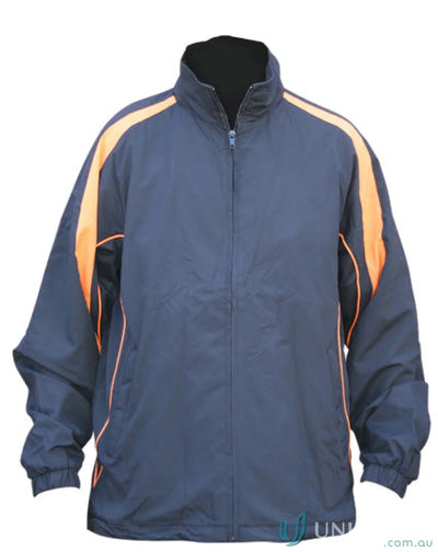 Winning Spirit Legend Warm Up Jacket in navy and orange with water-repellent finish
