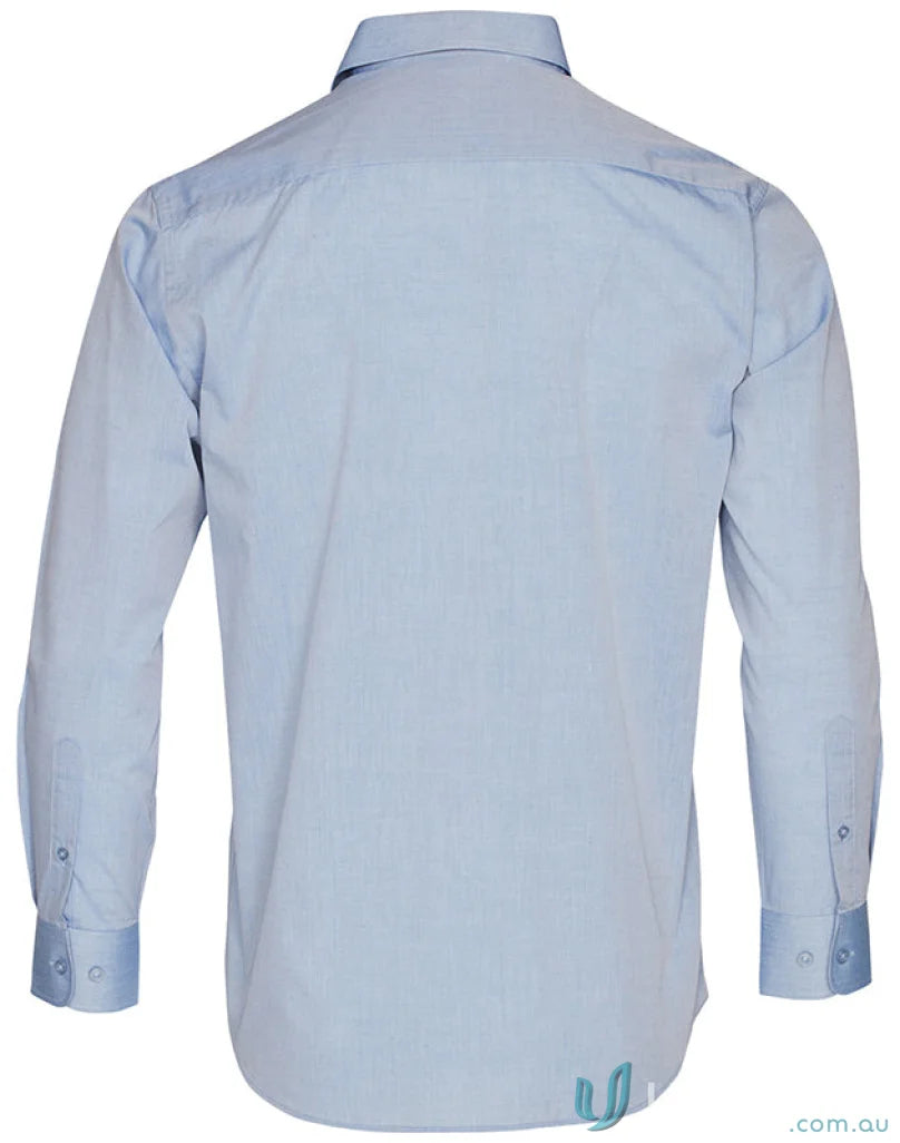Light blue m7012 mens fine chambray long sleeve shirt for a stylish look