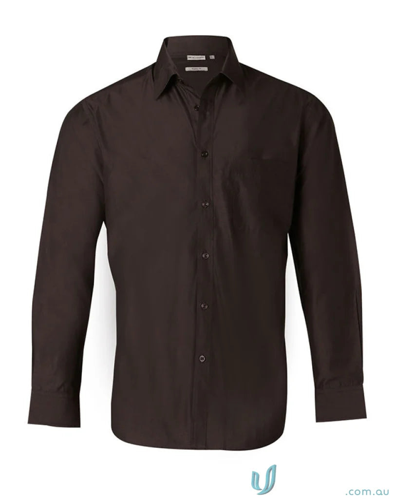 Brown long-sleeved Winning Spirit Nano Tech L/S Shirt for mens nano tech style