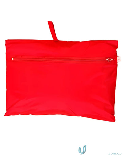Red zippered pouch with hanging loop on Winning Spirit JK10 Rain Forest Spray Jacket