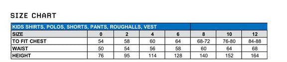 Kids HiVis Hoodie size chart