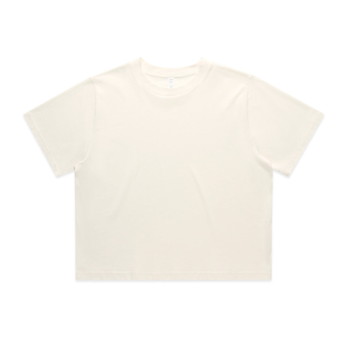 Cream-colored minimalist cropped tee with crew neck and relaxed fit perfect for casual work uniforms or workwear uniforms