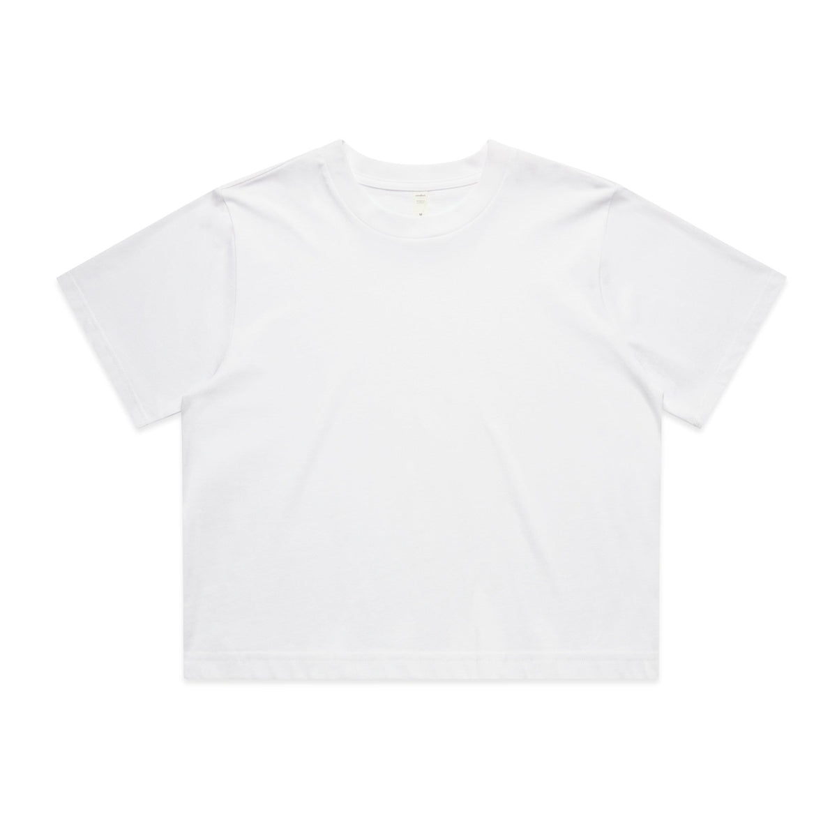 White cropped t-shirt with crew neck and short sleeves perfect for casual workwear or stylish work uniforms