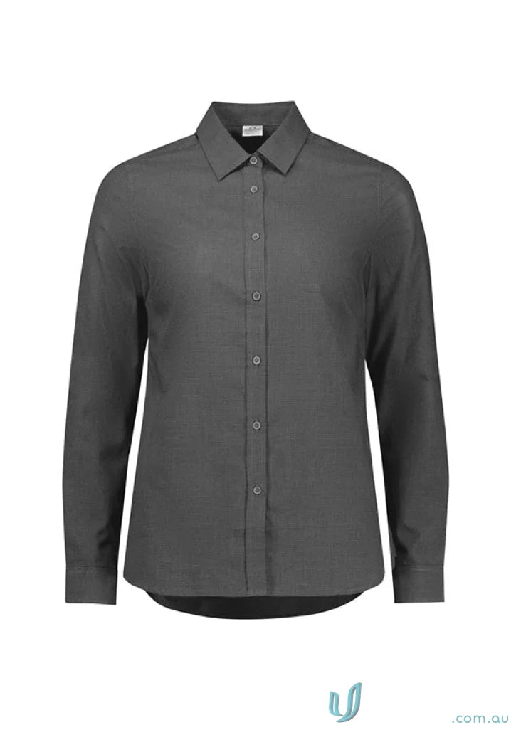 Gray long-sleeved button-down shirt from Womens Soul Shirt Biz Collection Womens Soul Long Sleeve