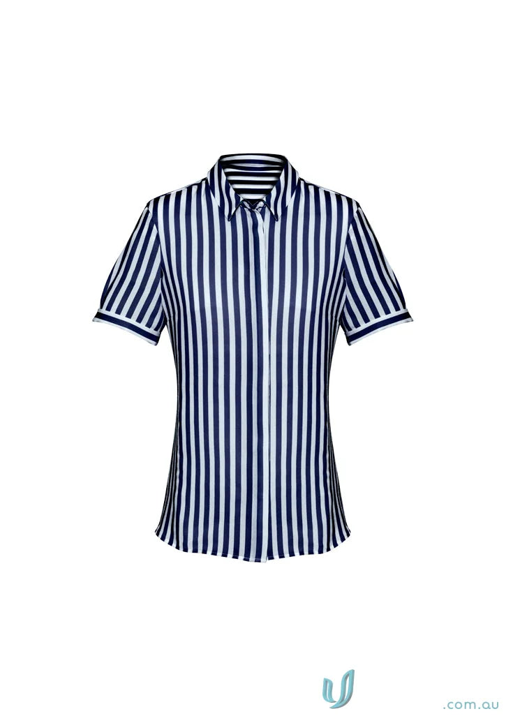 Womens Verona S/S Shirt with striped short sleeves, perfect for uniforms or workwear