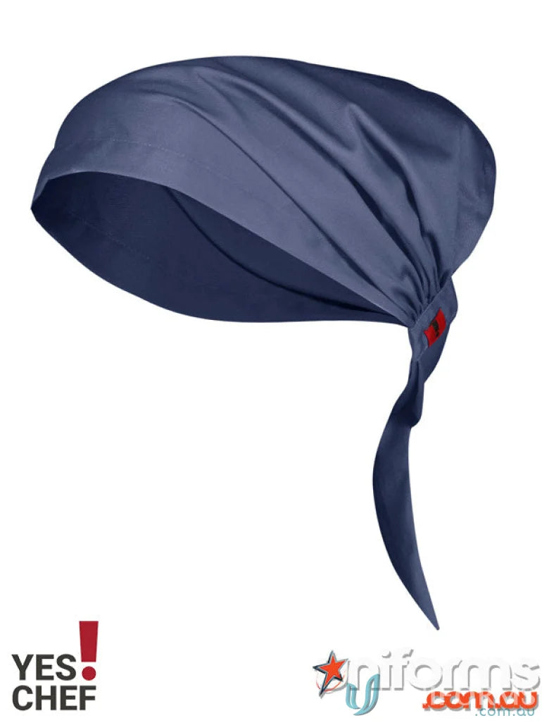 Blue Twist Chef Bandana for food truck operators made from recycled pet polyester