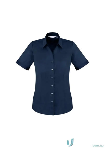 Navy blue YR Ladies SS Shirt s770ls women’s Monaco short sleeve button-down